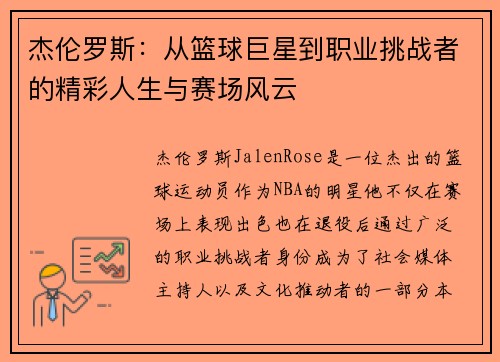 杰伦罗斯：从篮球巨星到职业挑战者的精彩人生与赛场风云
